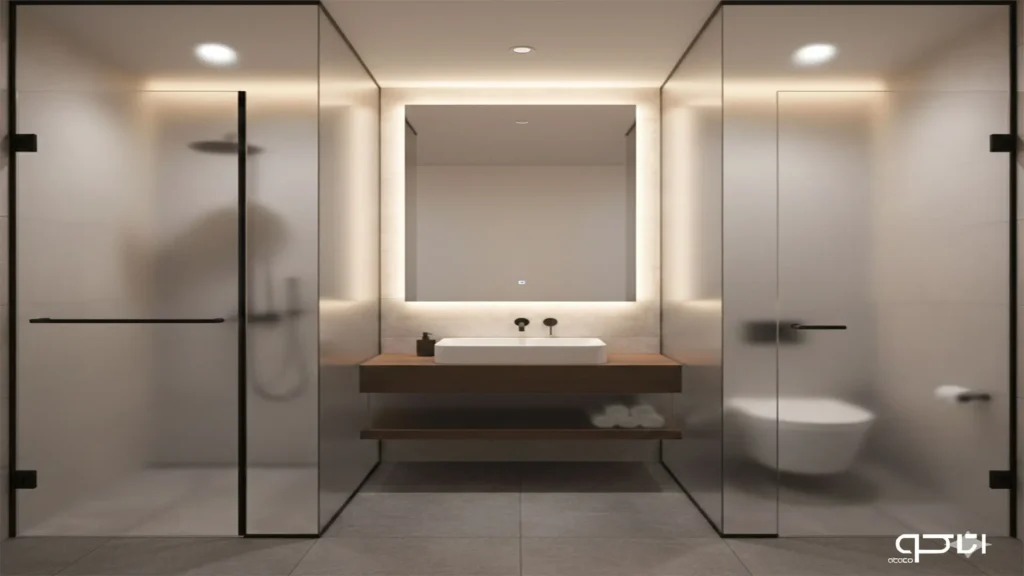 شیشه ساتینا در حمام و سرویس بهداشتی