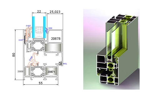 پنجره لولایی لنگه مخفی TH-55L